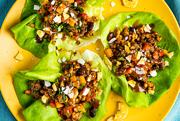 Caribbean Beef and Rice Lettuce Wraps